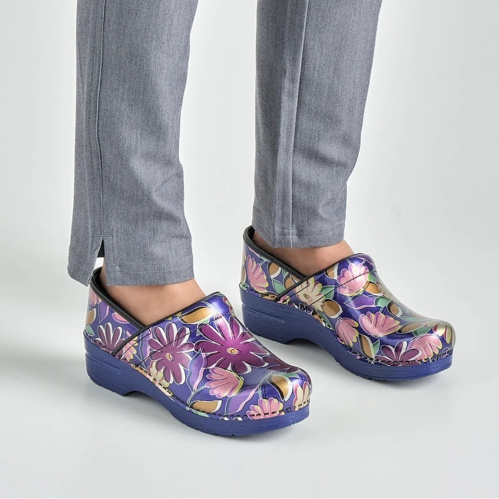 Dansko Professional Clog Indigo Floral Patent Leather EU 37 - Picture 2 of 7